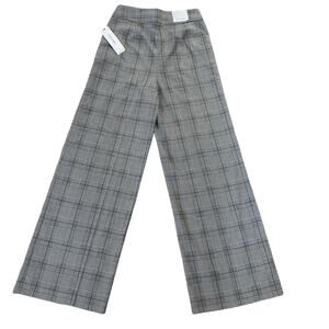 New Calvin Klein Whitney Pant Trousers Sz 8 Grey Black Plaid Pattern Wide Leg